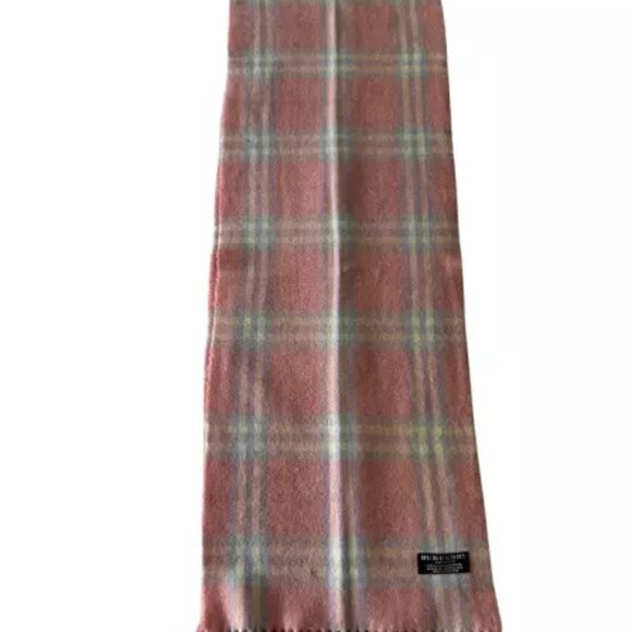 Burberry Authentic Scarf Peach 100% Lambswool Unisex Scarf Made In England - Picture 3 of 7